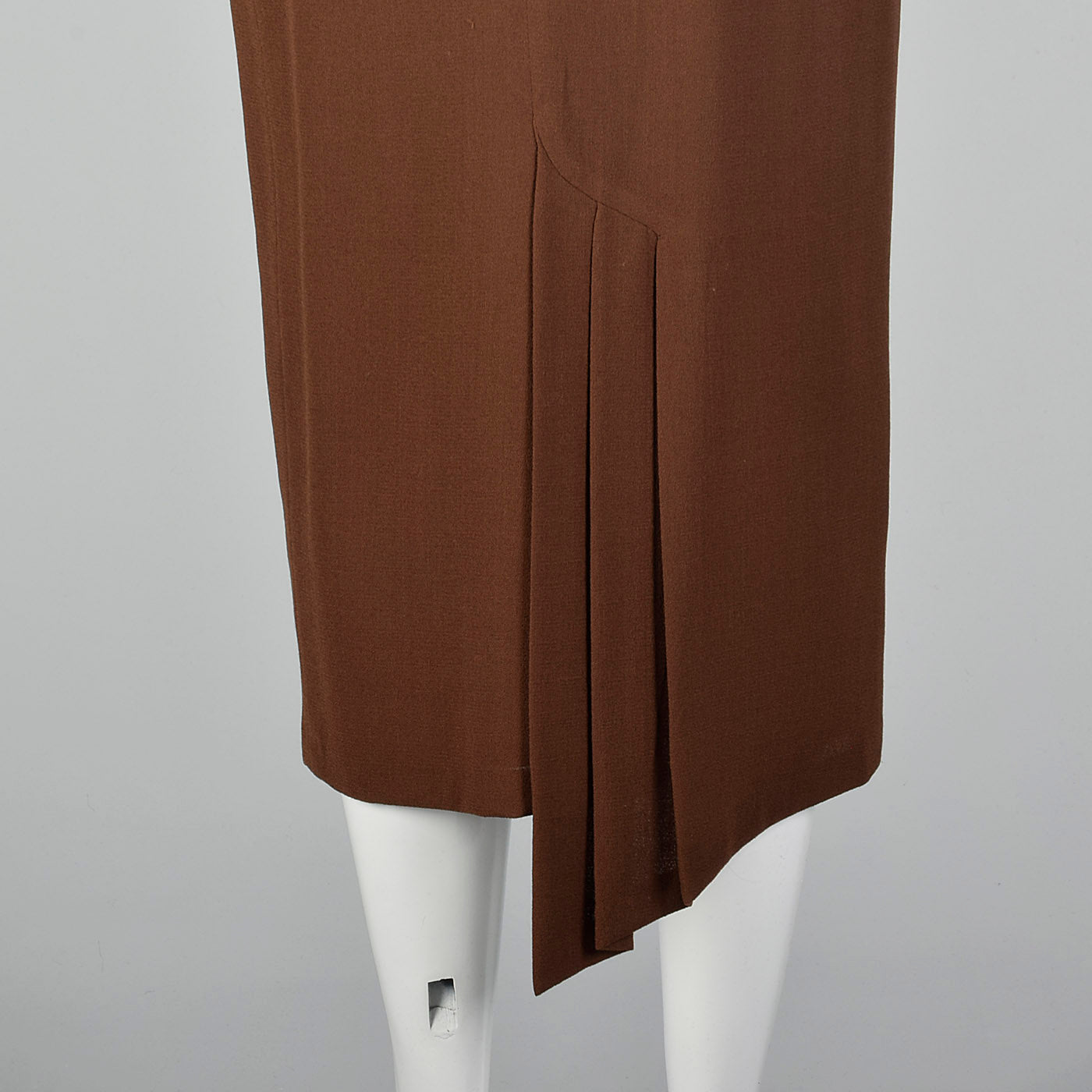 1980s Asymmetrical Brown Wool Crepe Skirt