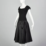 1940s Black Taffeta Dress