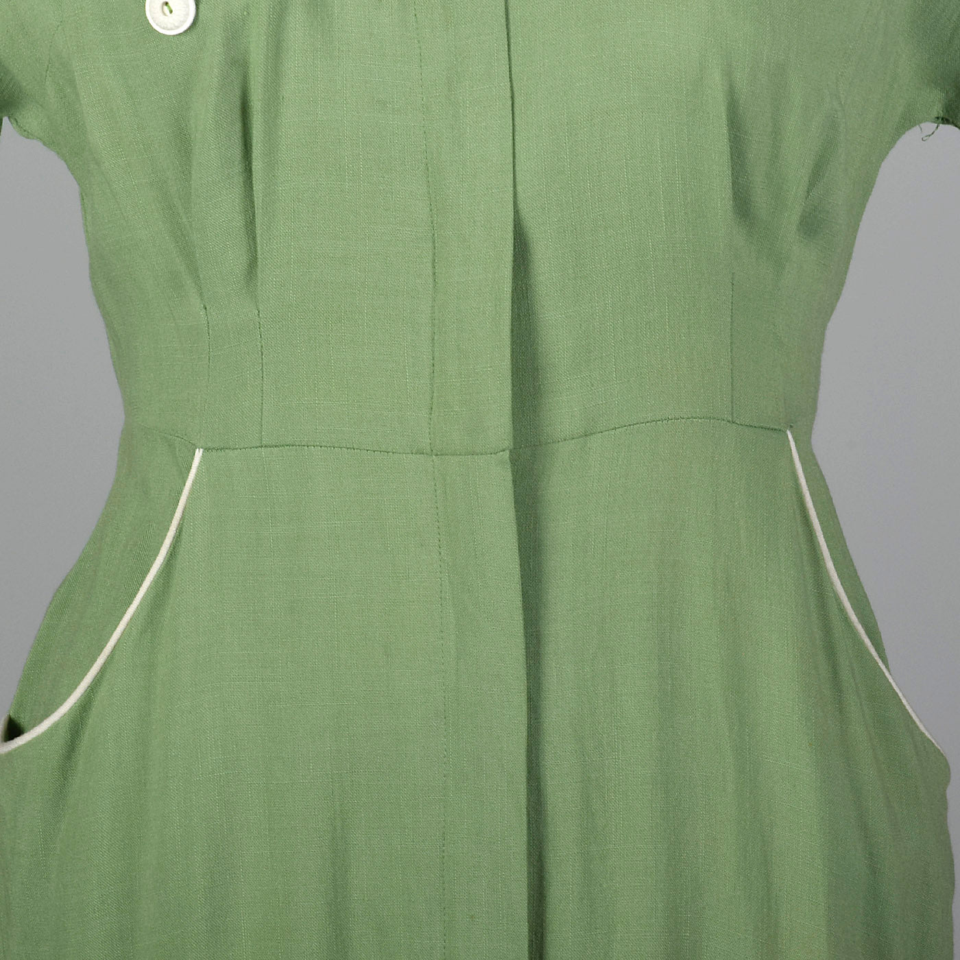 1950s Green Rayon Day Dress
