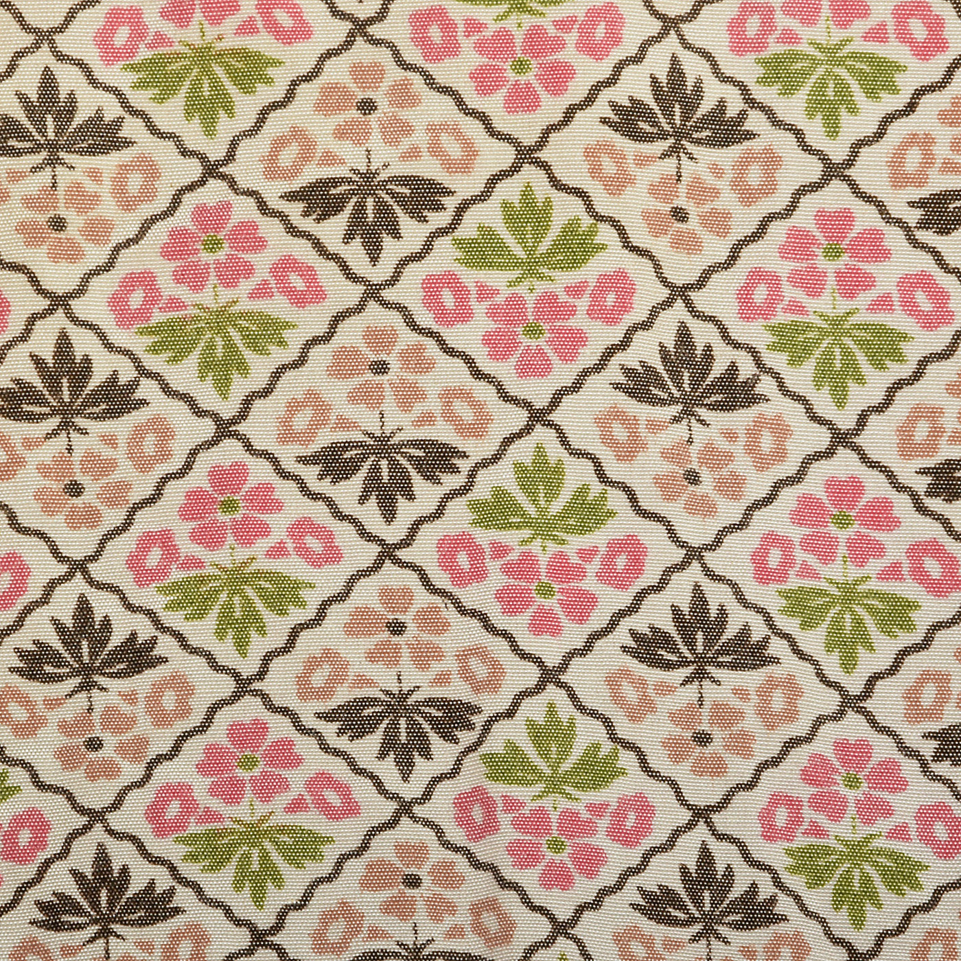 1950s Pink and Green Rayon Print Dress