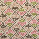 1950s Pink and Green Rayon Print Dress