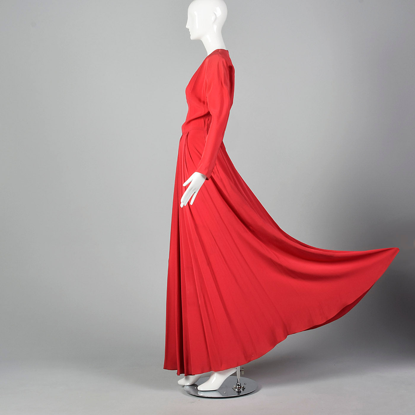 1940s Red Rayon Gown with Gorgeous Skirt