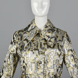 Dramatic 1970s Metallic Brocade Maxi Coat