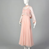 1970s Alfred Bosand Pink Silk Dress with Matching Jacket