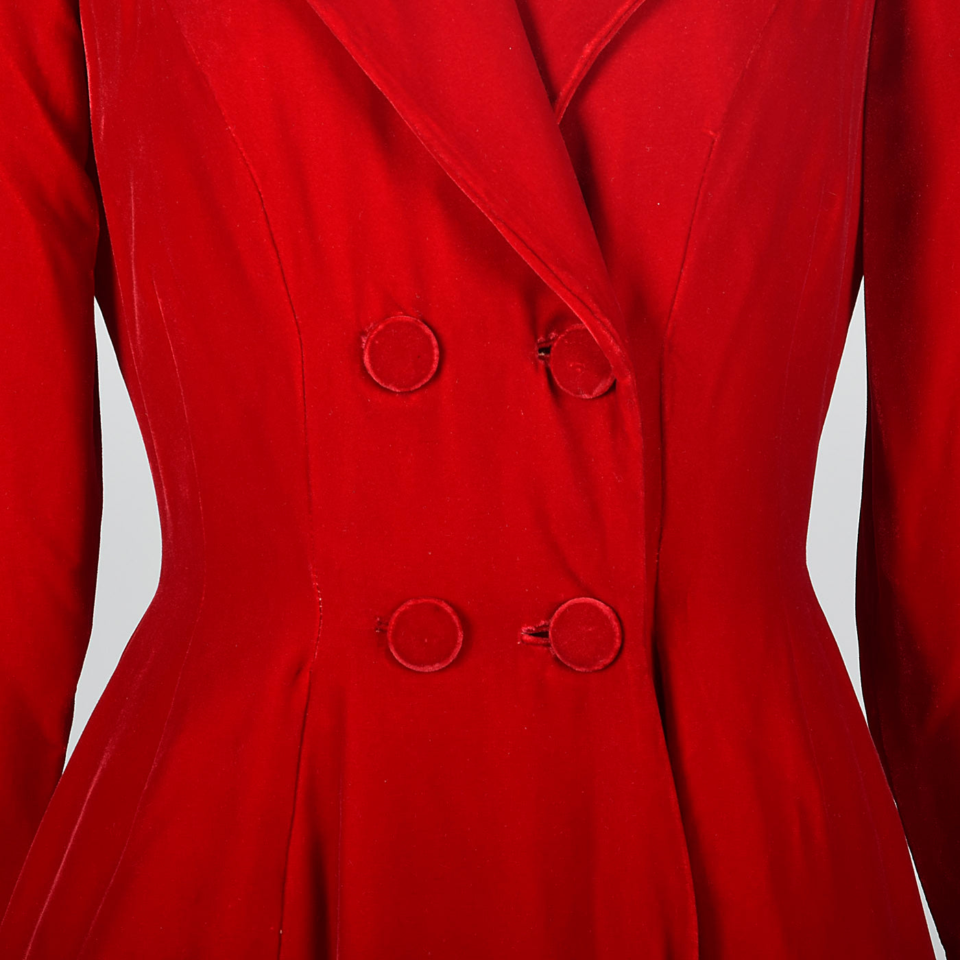 1950s Red Velvet Coat Dress with Mink Collar