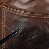 1970s Brown Leather Pants with Antler Buttons