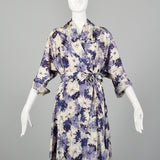 Large-XXL 1950s Purple Floral Robe
