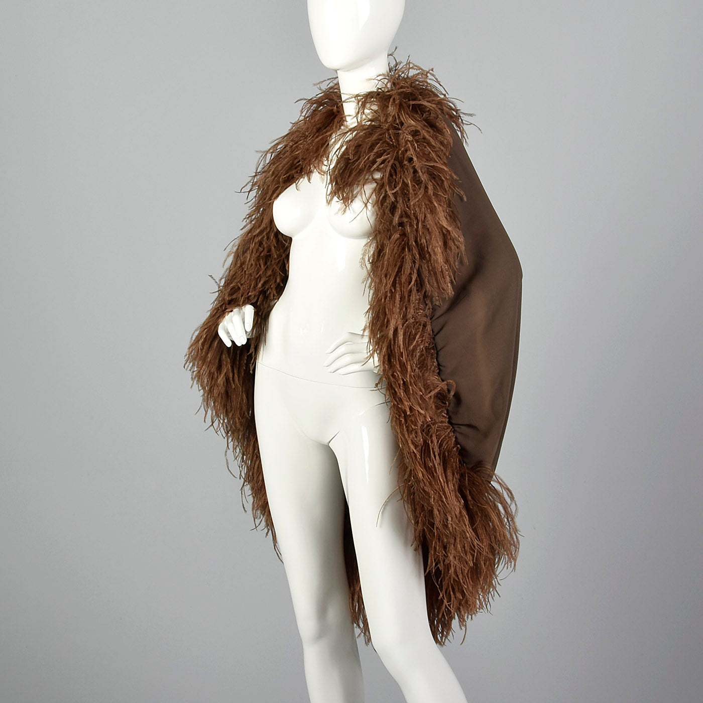 1970s Pierre Cardin Silk Chiffon Cape with Feather Trim