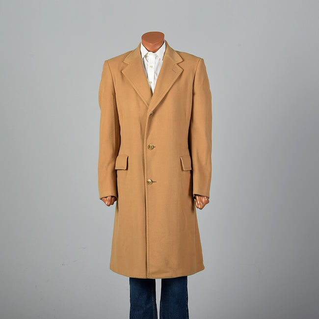 1970s Men's Classic Tan Cashmere Coat