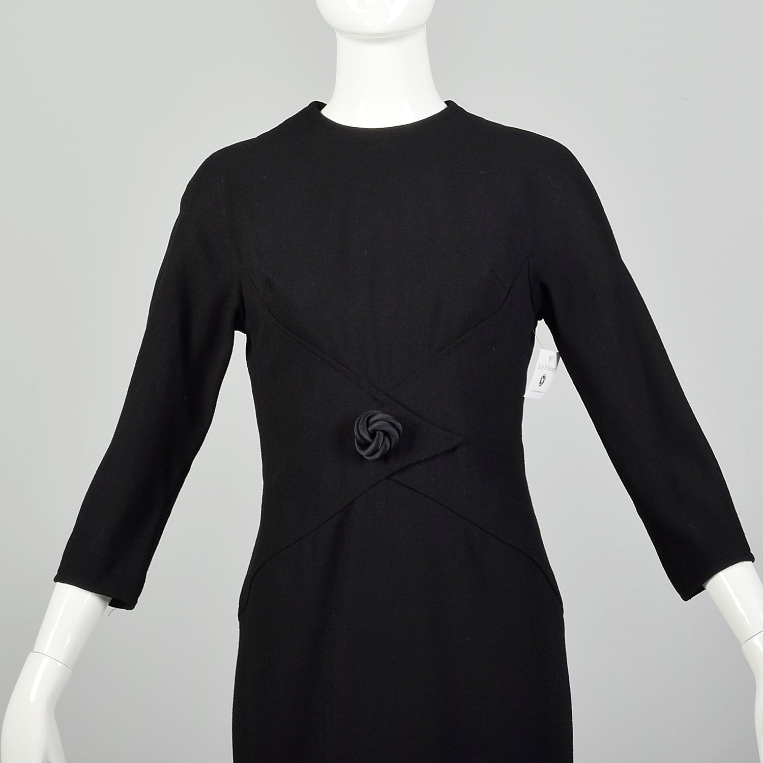 Medium 1960s Little Black Dress Timeless Shelf Bust Bracelet Sleeves Classic LBD