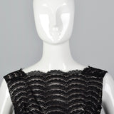 1950s Black Lace Dress Over Pink and Silver Lurex