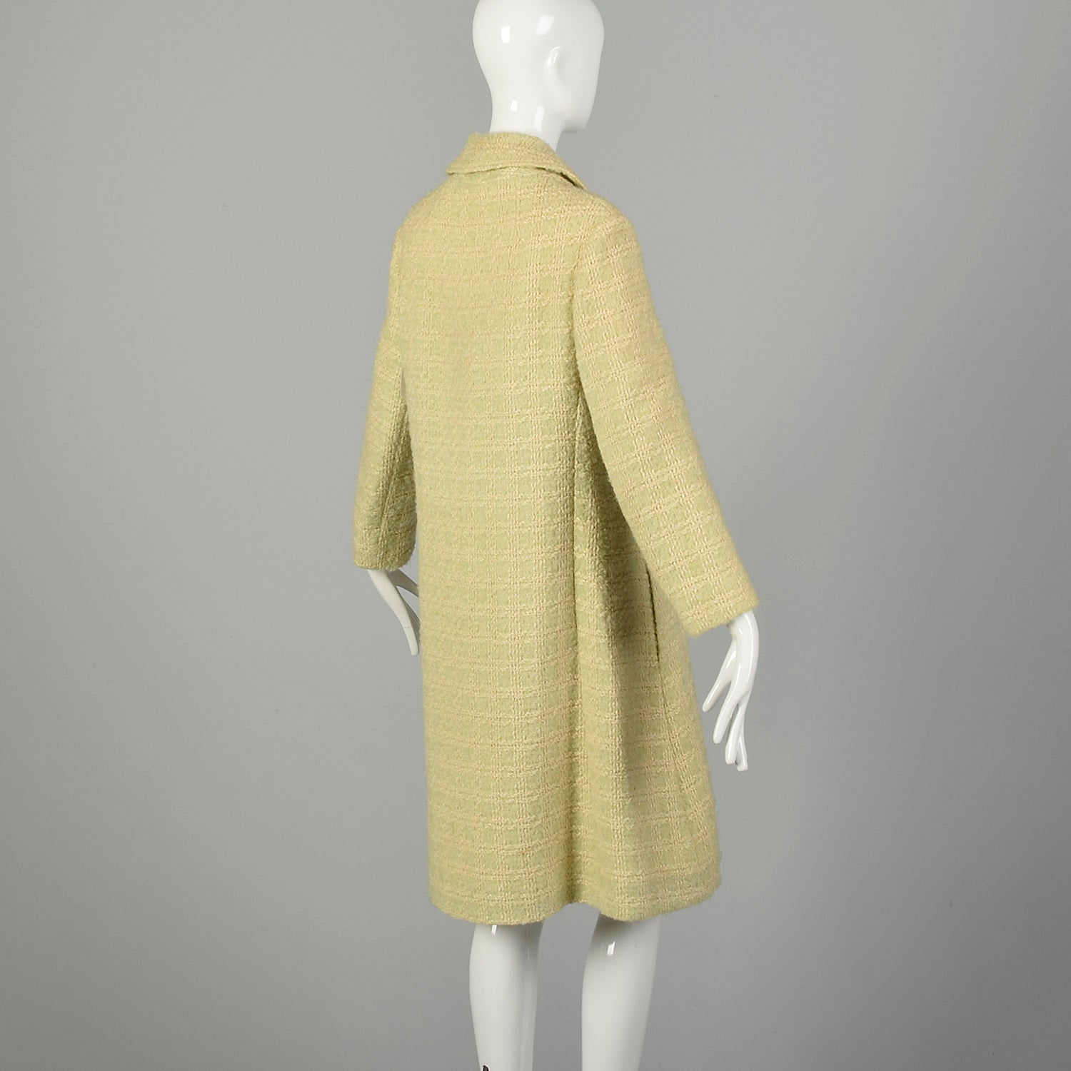 Medium 1960s Coat Green Plaid Wool Tweed Winter Outerwear