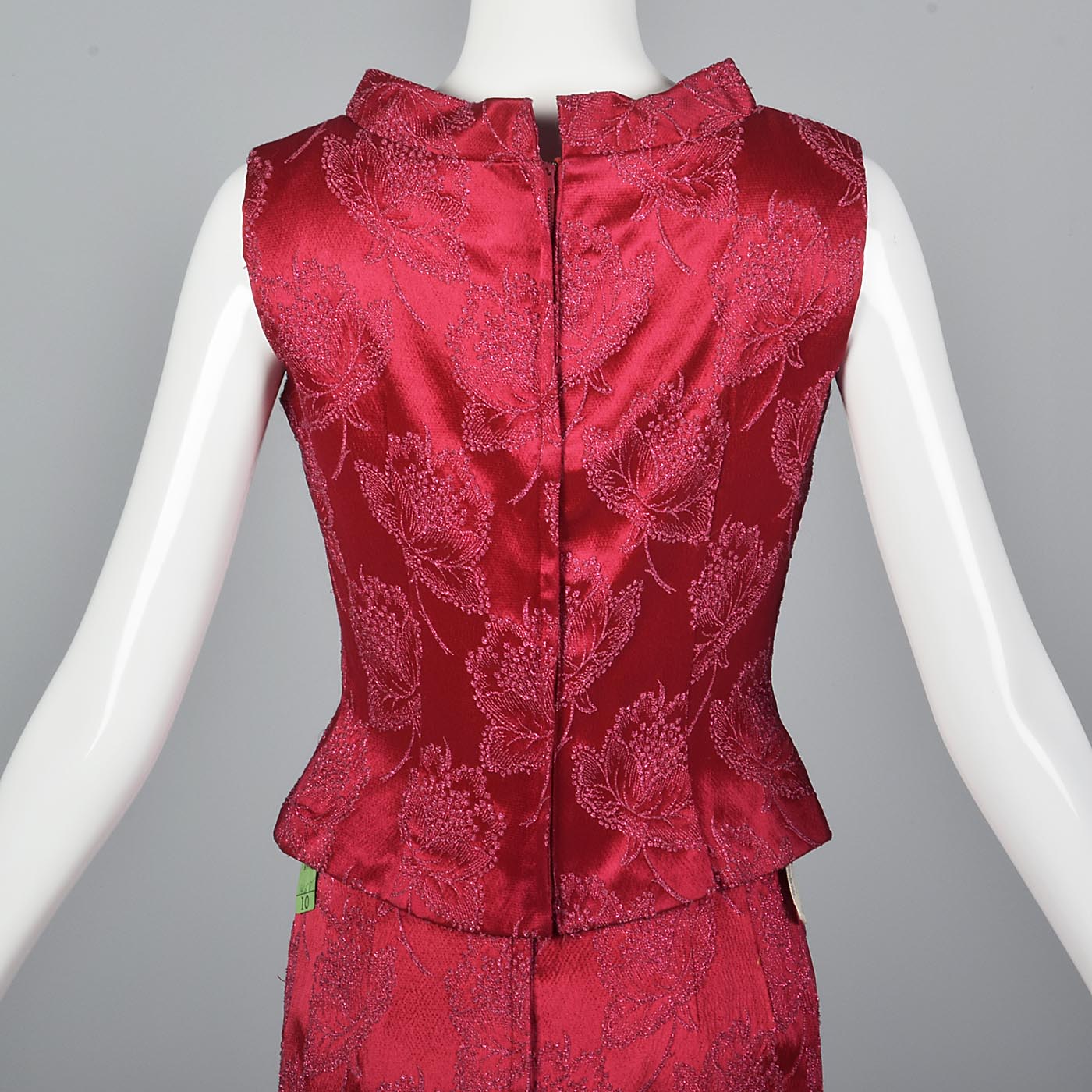 1960s Dark Pink Floral Top and Skirt Set
