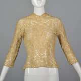 1950s Cream Lace Top with Side Zip