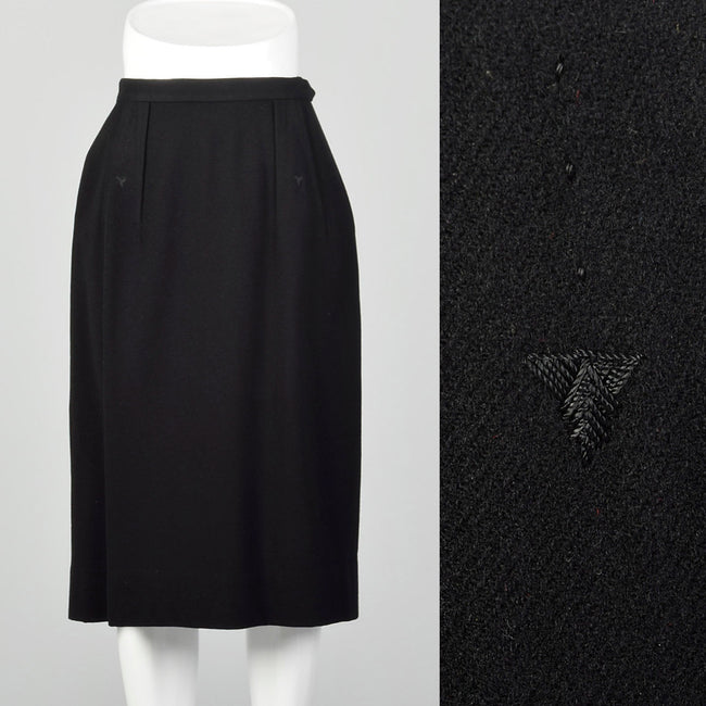 Small 1950s Black Wool Skirt