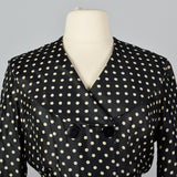 1950s Black Silk Polka Dot Dress