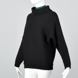 1950s Black Wool Ski Sweater with Wind Collar