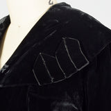 1950s Black Crushed Velvet Skirt Suit