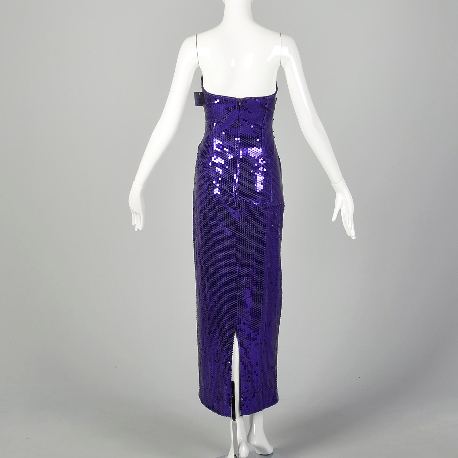 1980s Lillie Rubin Purple Sequin Strapless Mermaid Prom Dress