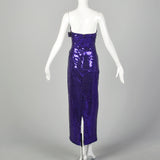 1980s Lillie Rubin Purple Sequin Strapless Mermaid Prom Dress