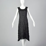 1990s Issey Miyake Black Textured Dress