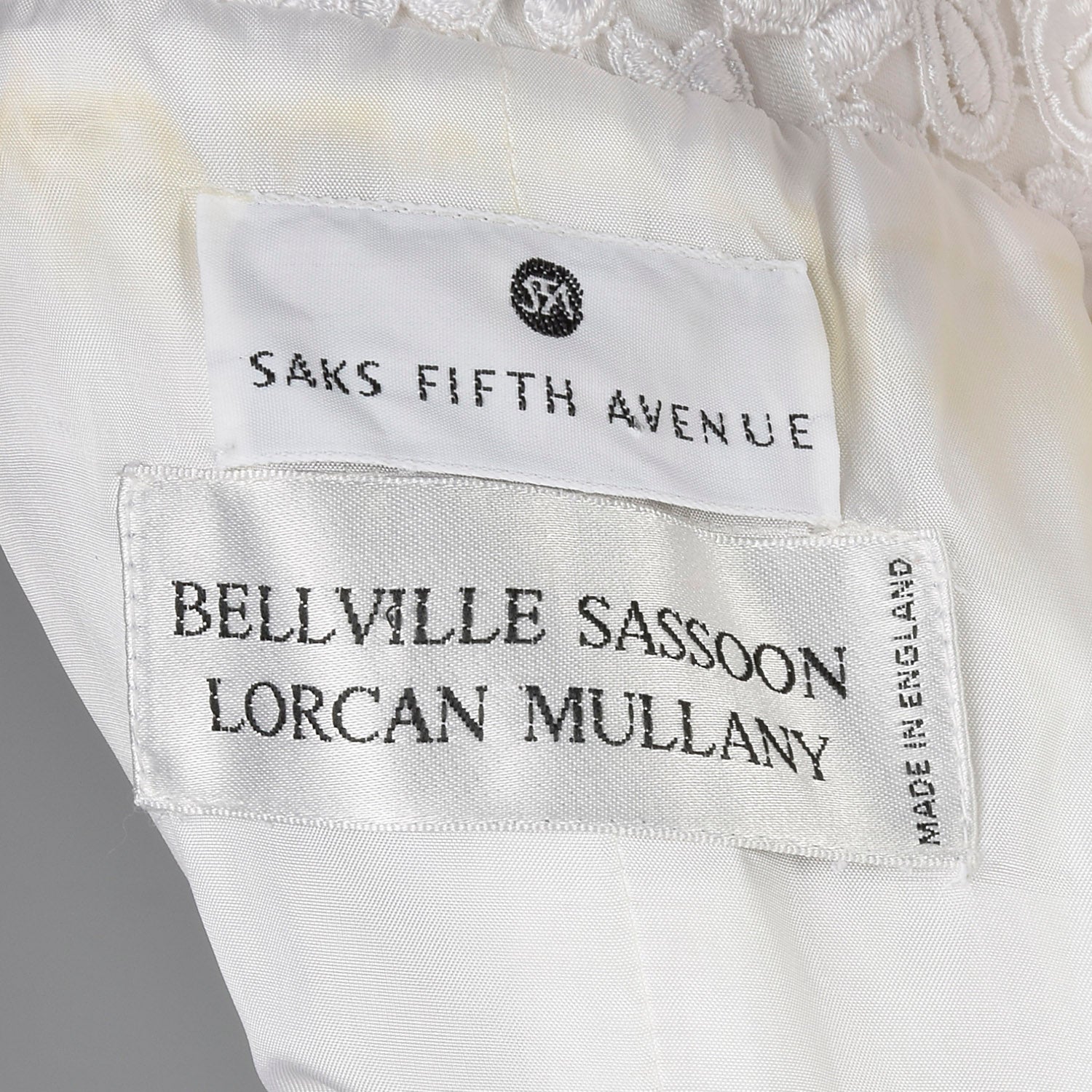 1990s Saks Fifth Ave White Lace Top with Black Mermaid Skirt
