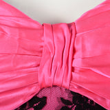 1980s Travilla Hot Pink and Black Lace Dress