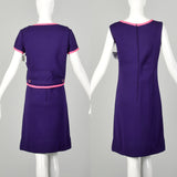 Small 1960s Shift Dress Purple Knit Set Jacket Outfit
