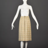 1960s Courreges Plaid Tweed A-Line Skirt