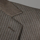 1970s Mens Three Piece Suit in Brown Pinstripe