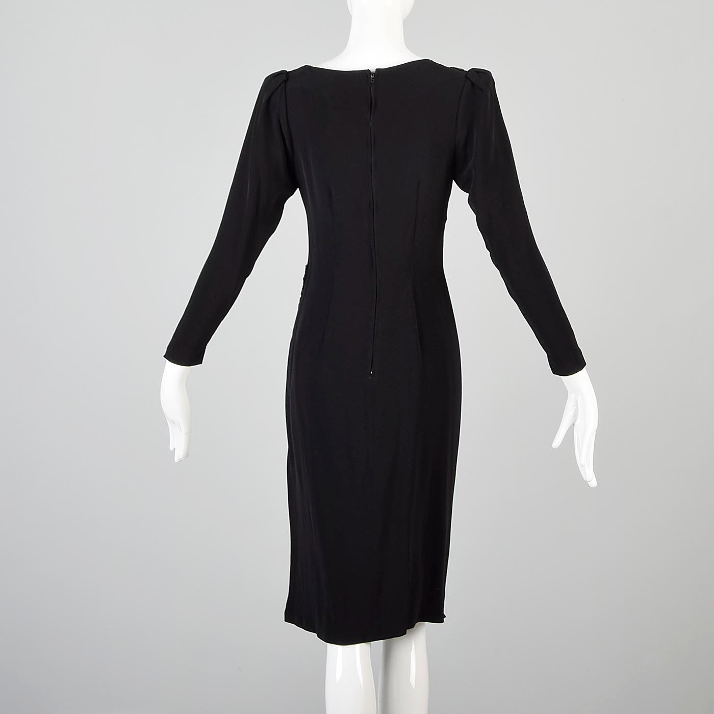 1980s Saks Fifth Avenue Deco Revival Little Black Dress Blade Runner Style