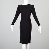 1980s Saks Fifth Avenue Deco Revival Little Black Dress Blade Runner Style