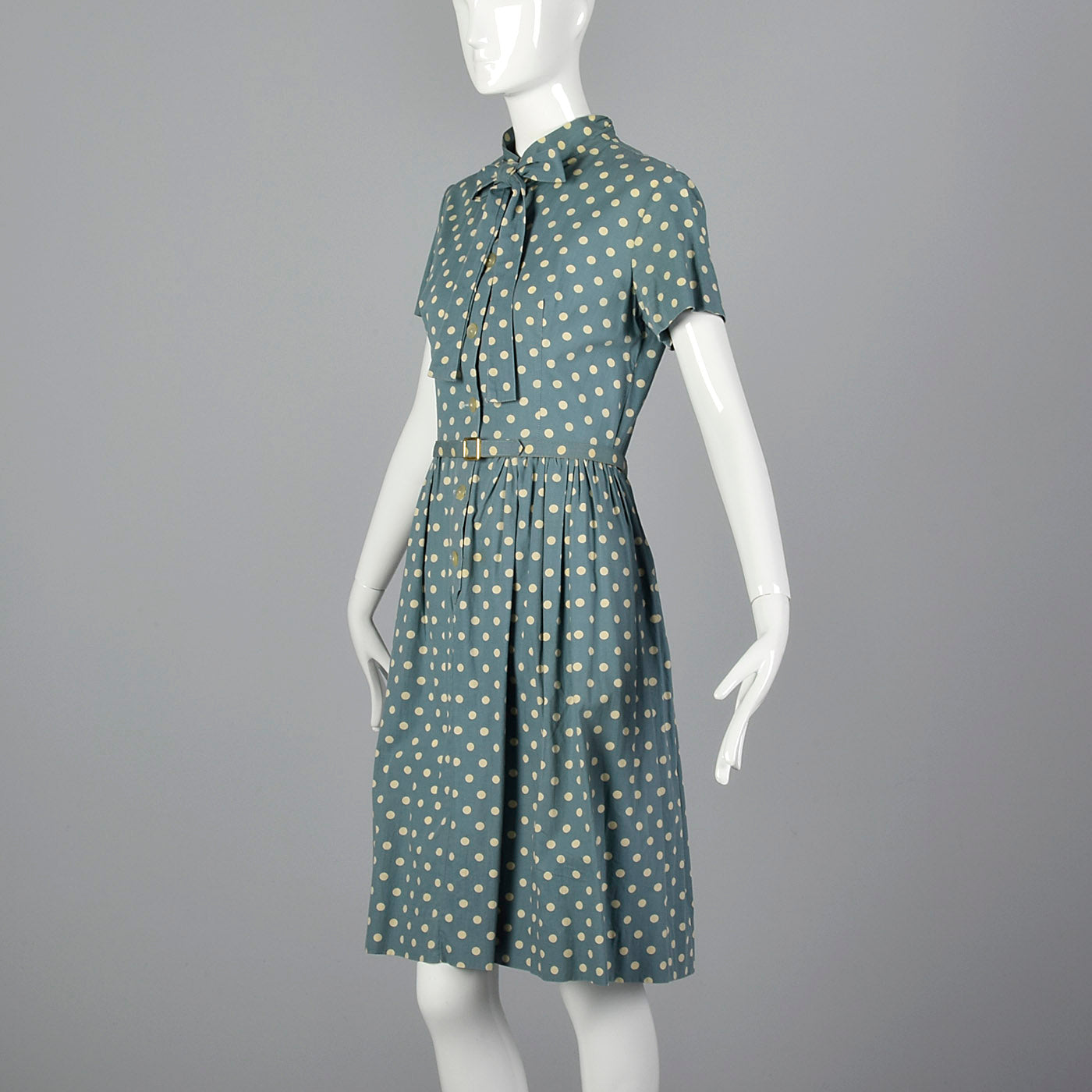 1950s Blue Polka Dot Day Dress