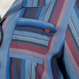 Large 1950s Blue Striped Cotton Day Dress