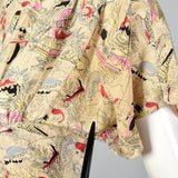 1940s Novelty Print Silk Dress with Neck Tie
