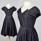 1950s Navy Party Dress with Bubble Skirt
