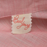 XXL 1950s Day Dress Pink Striped Lightweight Embroidered Belted Summer Short Sleeve