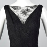 1960s Mignon Black Lace Mermaid Dress with a Stunning Neckline