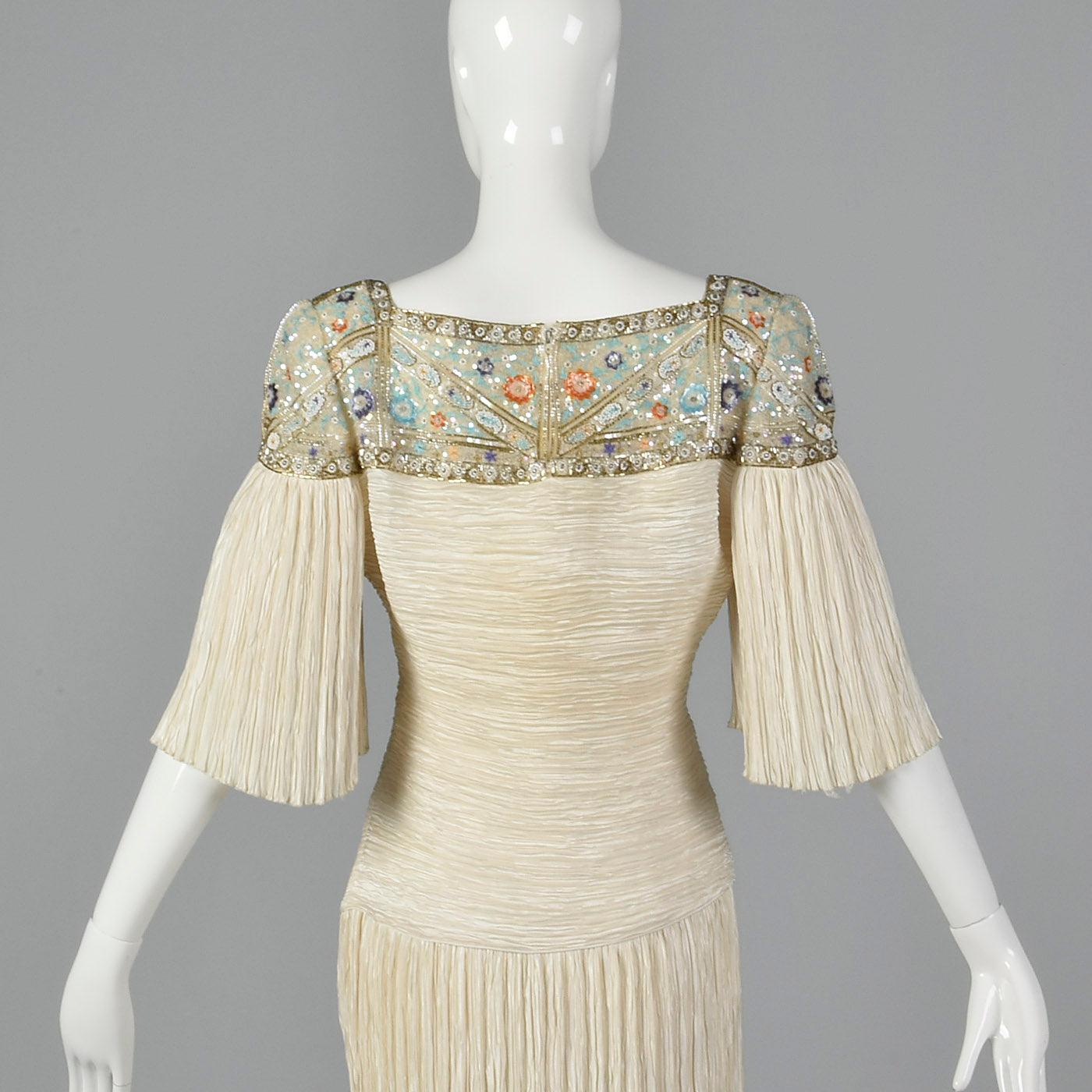 1980s Mary McFadden Dress with Beaded Neckline