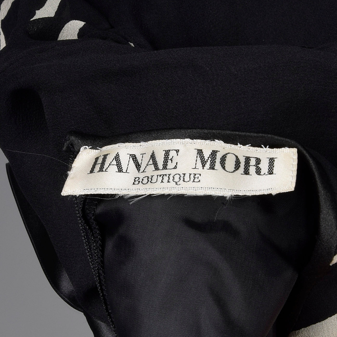 1980s Hanae Mori Black Silk Dress