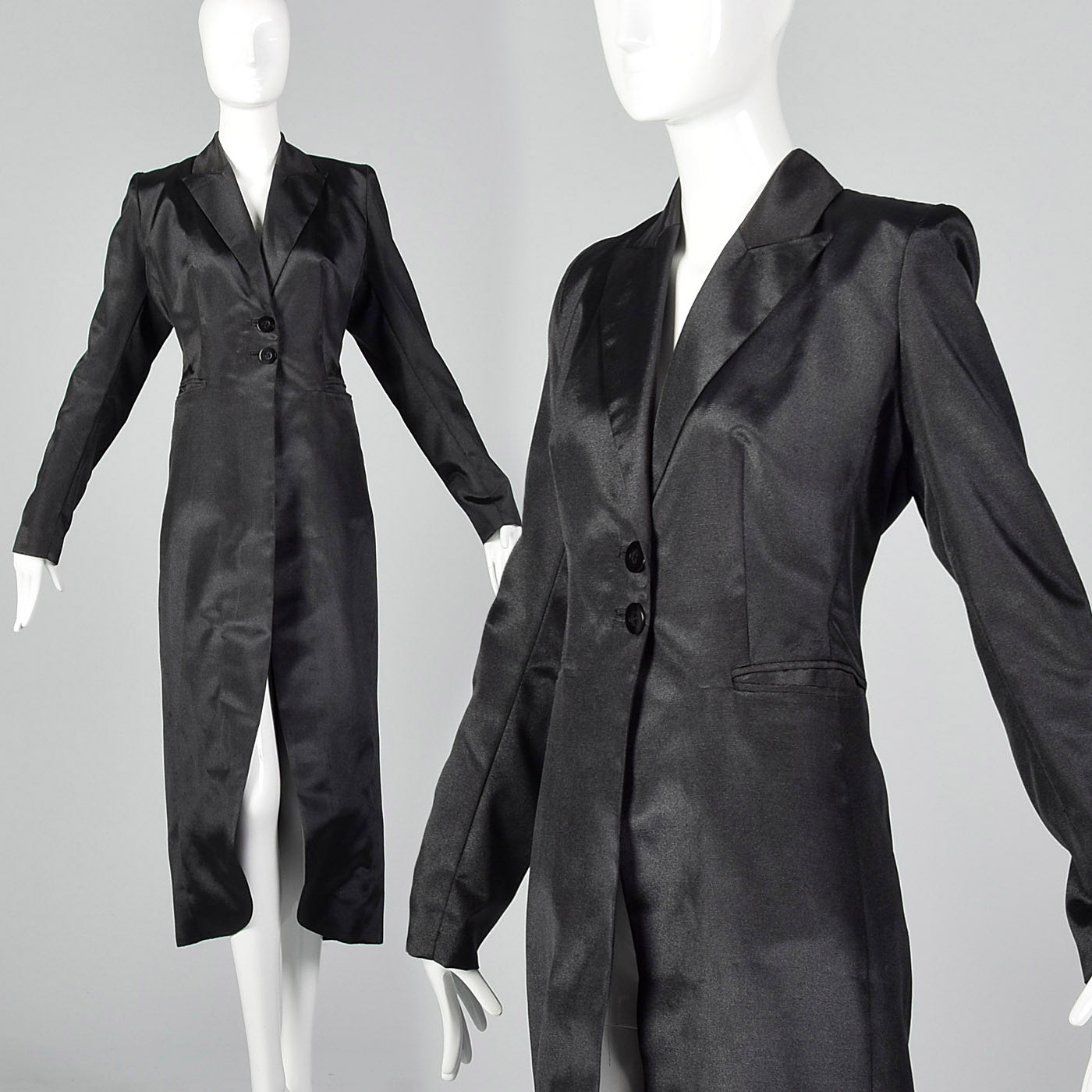 2000s Black Coat with Petal Hem