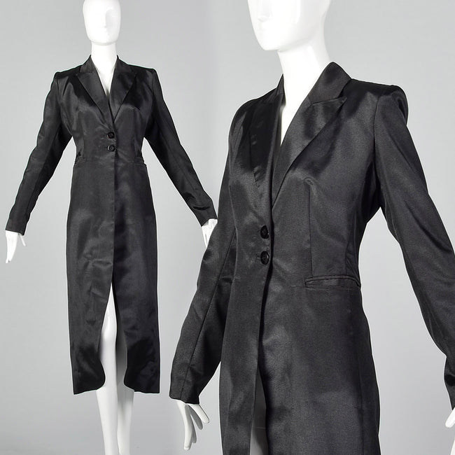 2000s Black Coat with Petal Hem