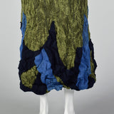 2000s Issey Miyake Pleated Skirt with Bubble Hem and Fleece Applique