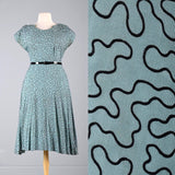 1950s Blue Dress with Amoeba Squiggles