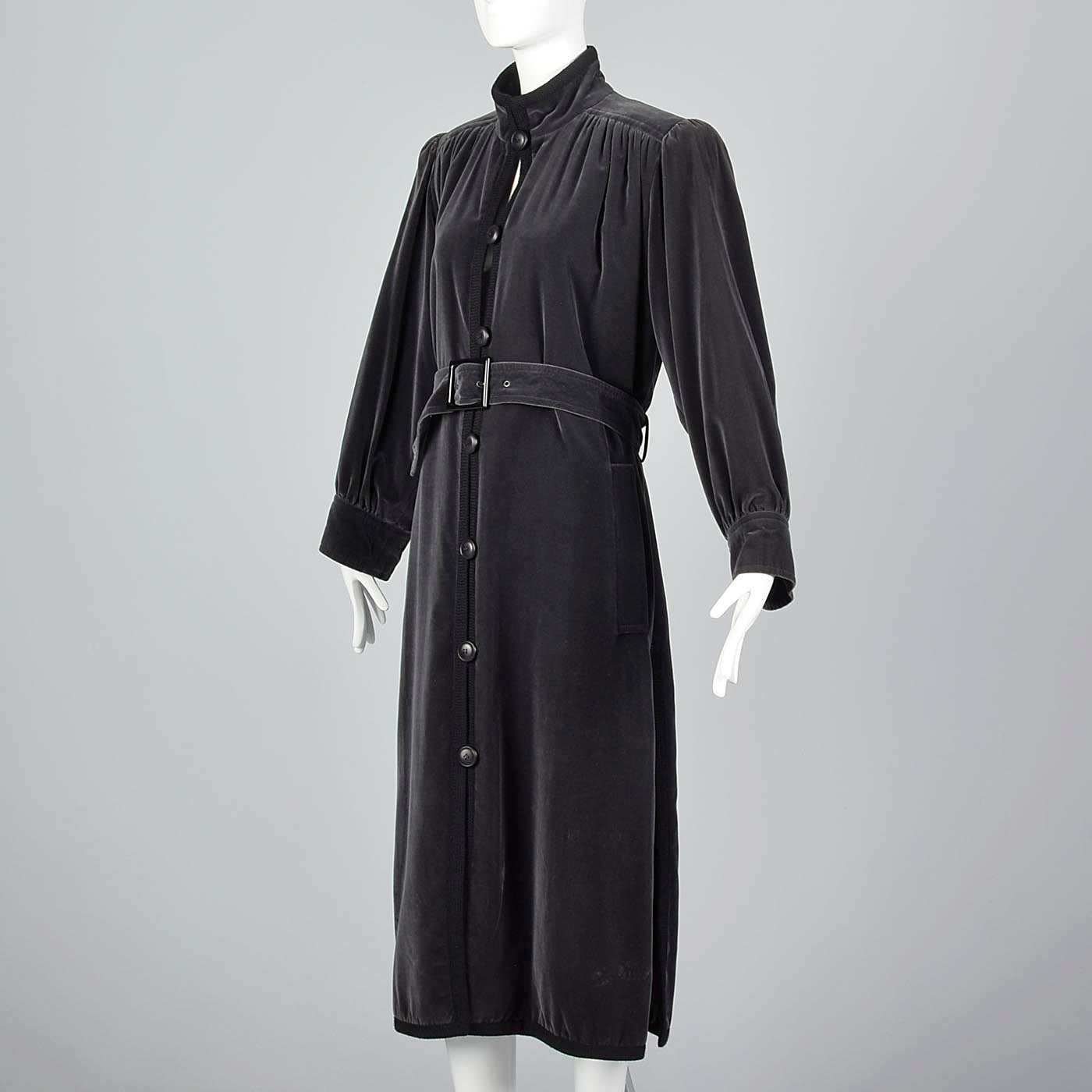 1976 Yves Saint Laurent Russian Collection Gray Velvet Trench Coat