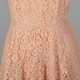 1950s Pink Lace Dress with Beaded Bodice