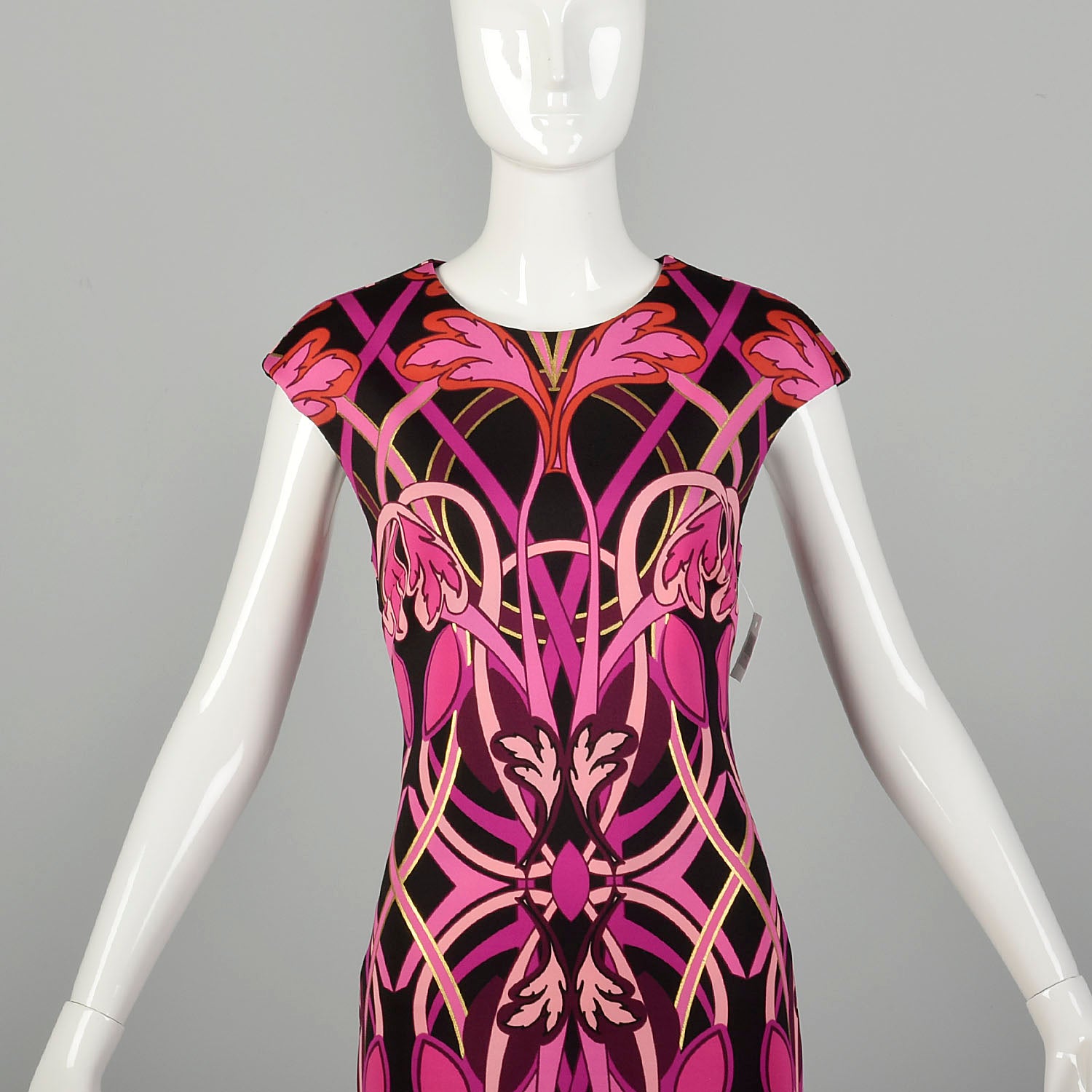 Small Ted Baker Pink Dress Black Short Sleeve Back Slit Designer