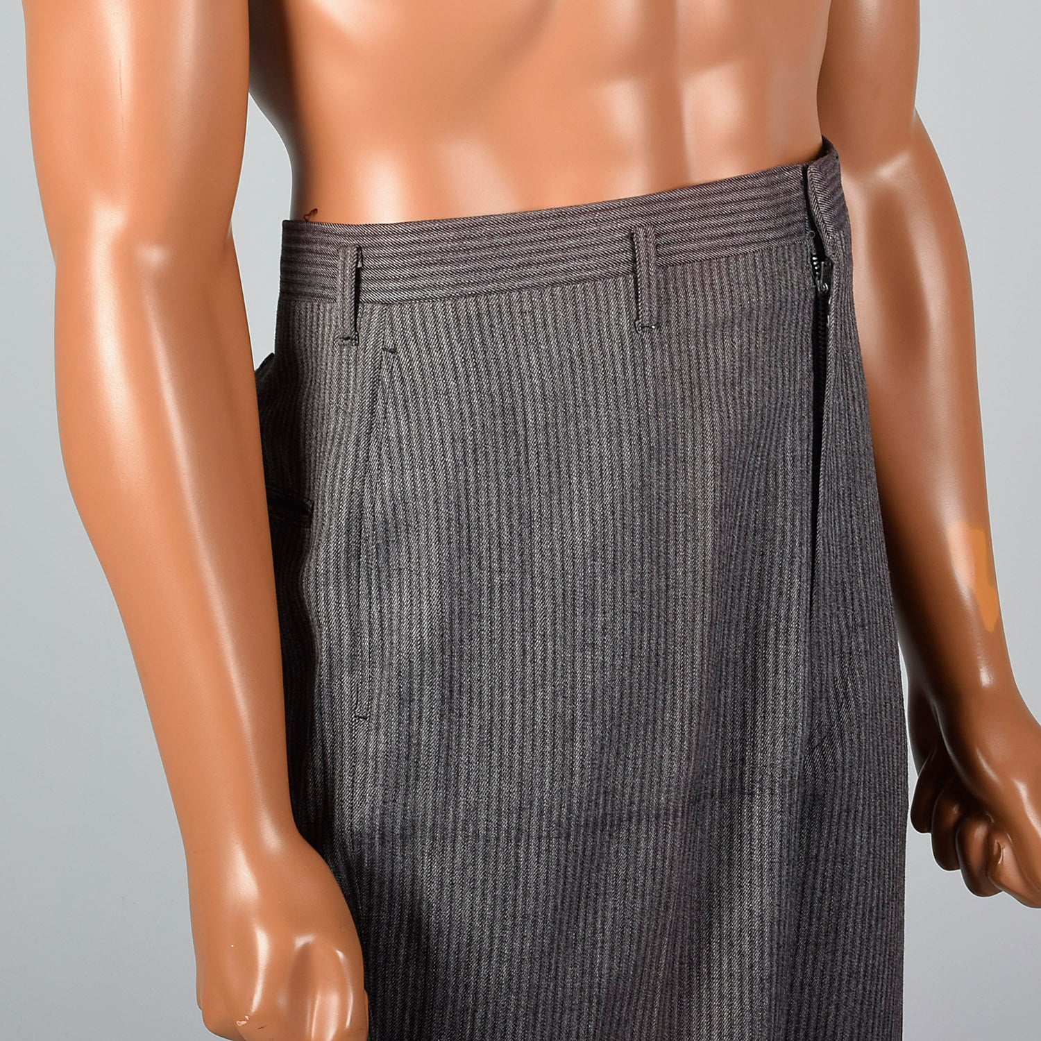 Large 1940s Deadstock Men's Belt-Back Rayon Pants