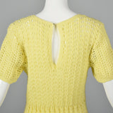 1960s Sheer Yellow Crochet Dress