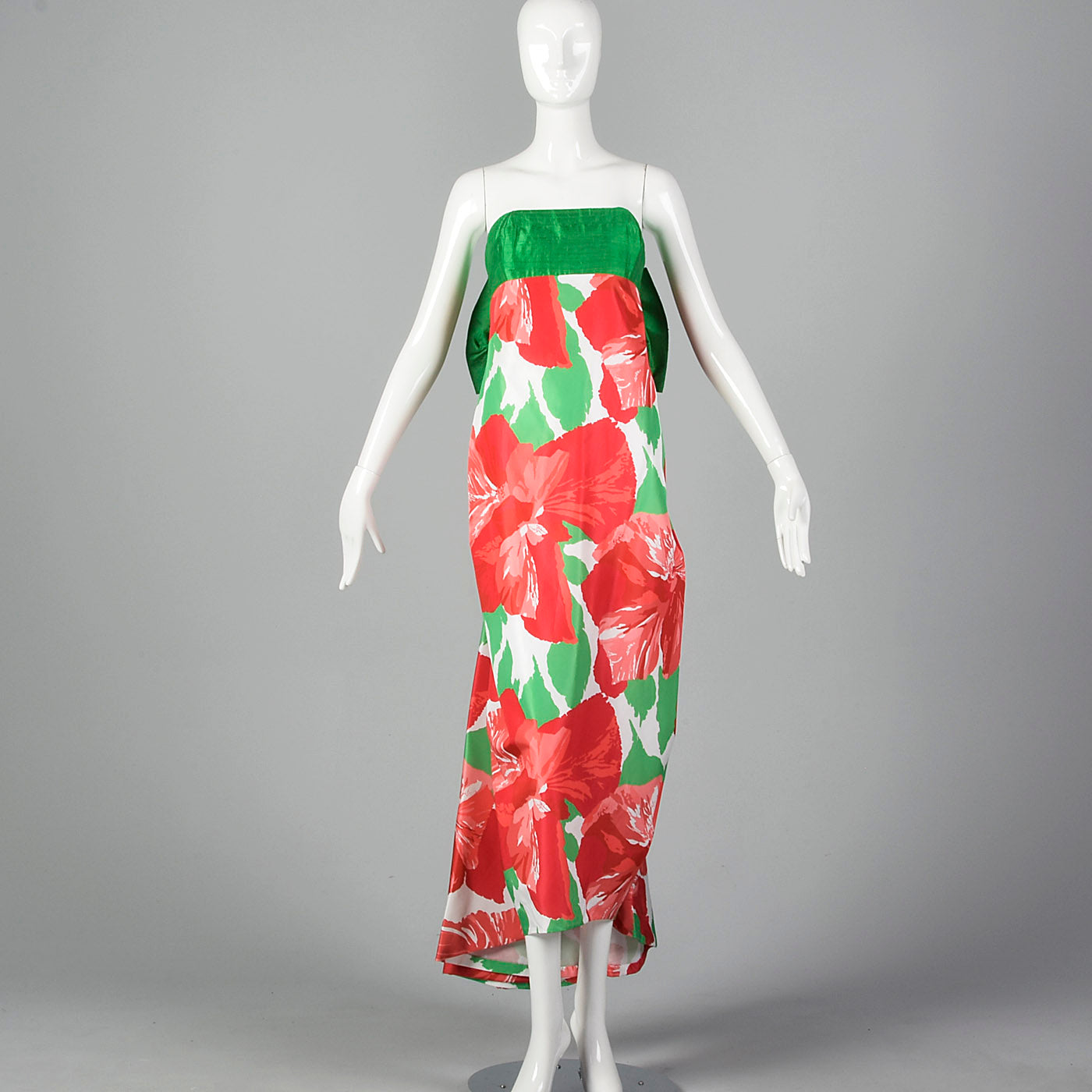 1980s Victor Costa Floral Print Dress